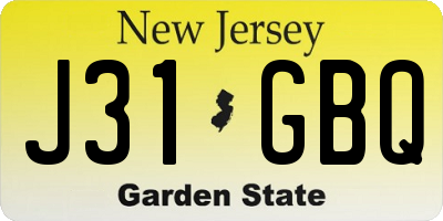 NJ license plate J31GBQ