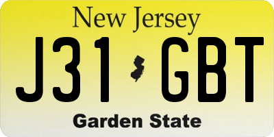 NJ license plate J31GBT