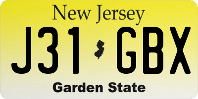 NJ license plate J31GBX