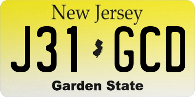 NJ license plate J31GCD