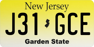 NJ license plate J31GCE