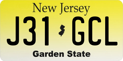 NJ license plate J31GCL