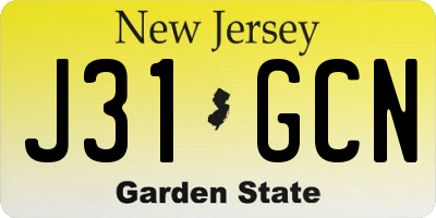 NJ license plate J31GCN