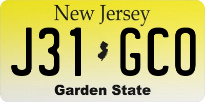 NJ license plate J31GCO