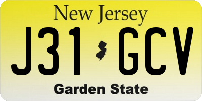NJ license plate J31GCV