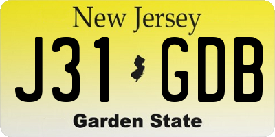 NJ license plate J31GDB