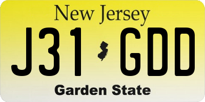 NJ license plate J31GDD