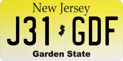 NJ license plate J31GDF