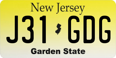 NJ license plate J31GDG
