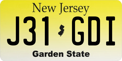 NJ license plate J31GDI