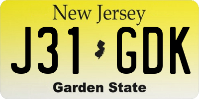 NJ license plate J31GDK