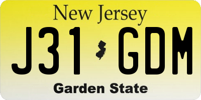 NJ license plate J31GDM