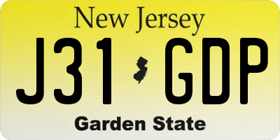 NJ license plate J31GDP
