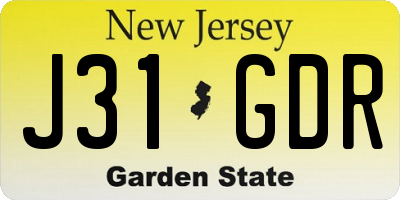 NJ license plate J31GDR
