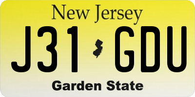 NJ license plate J31GDU