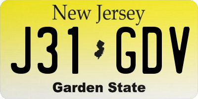 NJ license plate J31GDV