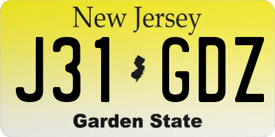 NJ license plate J31GDZ
