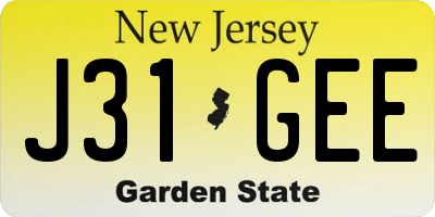 NJ license plate J31GEE