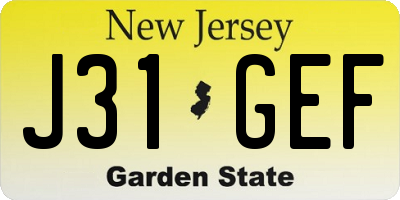 NJ license plate J31GEF