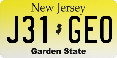 NJ license plate J31GEO