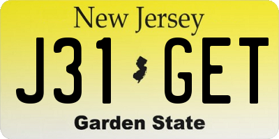 NJ license plate J31GET