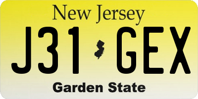 NJ license plate J31GEX