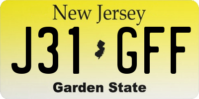 NJ license plate J31GFF