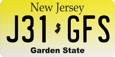 NJ license plate J31GFS