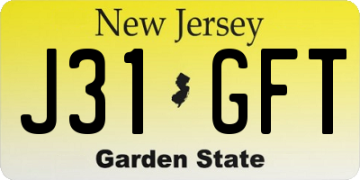 NJ license plate J31GFT
