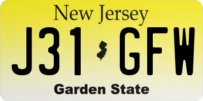 NJ license plate J31GFW