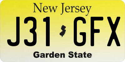 NJ license plate J31GFX