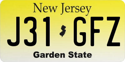 NJ license plate J31GFZ