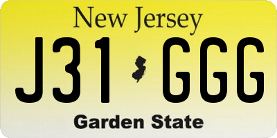 NJ license plate J31GGG