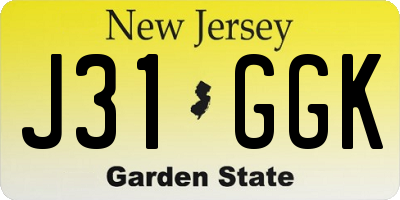 NJ license plate J31GGK