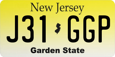 NJ license plate J31GGP