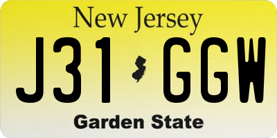 NJ license plate J31GGW