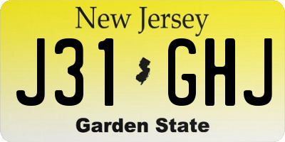 NJ license plate J31GHJ