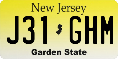 NJ license plate J31GHM