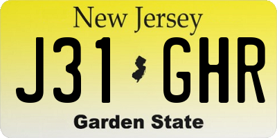 NJ license plate J31GHR