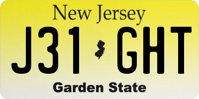 NJ license plate J31GHT