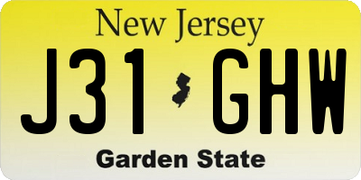 NJ license plate J31GHW