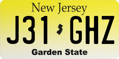 NJ license plate J31GHZ