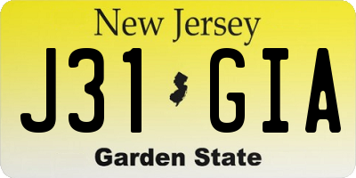 NJ license plate J31GIA