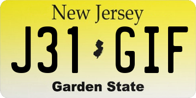 NJ license plate J31GIF