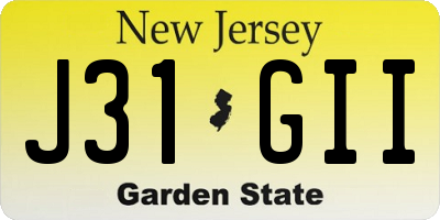 NJ license plate J31GII