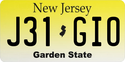 NJ license plate J31GIO
