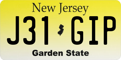 NJ license plate J31GIP