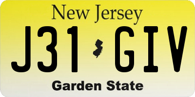 NJ license plate J31GIV