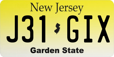 NJ license plate J31GIX