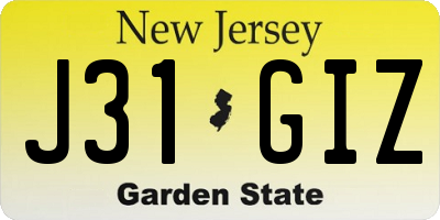 NJ license plate J31GIZ